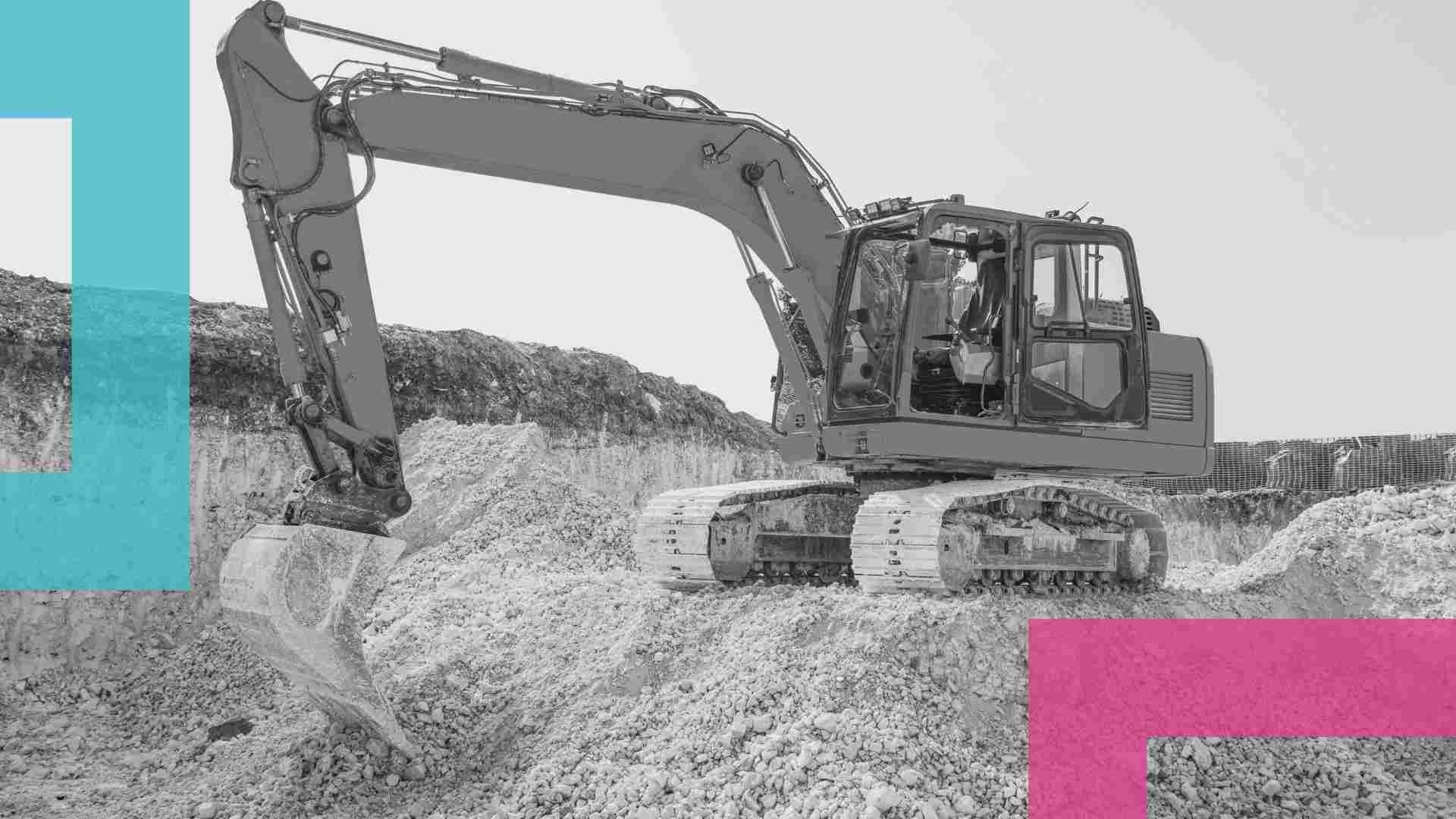 A large excavator operating on a work site