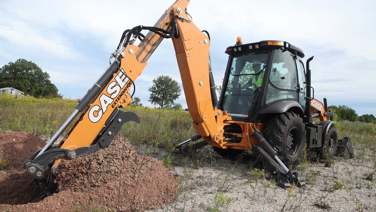 Backhoe stabiliser legs on a machine