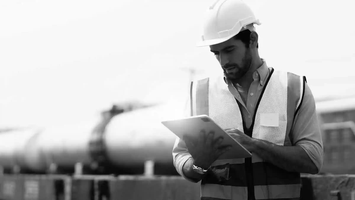 Procurement manager looking at ipad