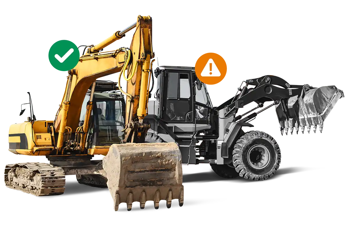 Excavator diggers with pre start status