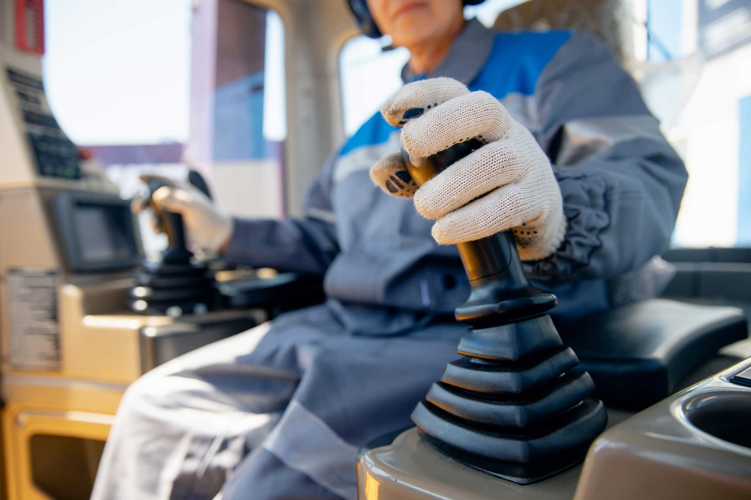 Man operating machinery