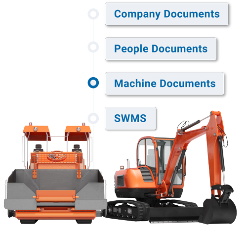 Two machines with company documents, people documents, swms and machine documents