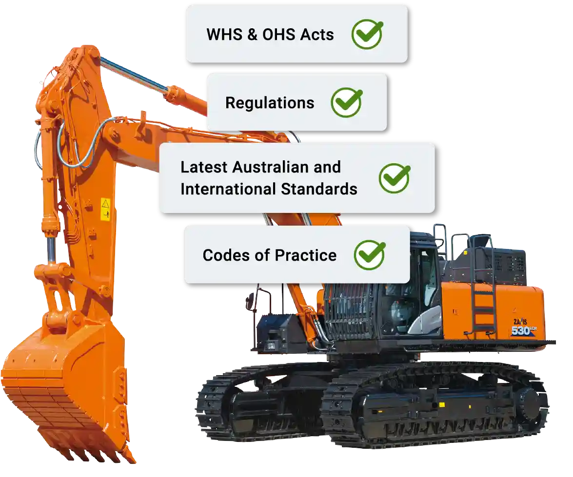 Machine complying with codes of practice, Australian and international standards, regulations and WHS & OHS Acts
